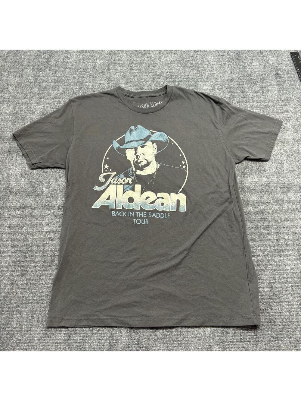 2021 Jason Aldean XL Men's Grey and Black Back In The Saddle Tour Concert Tee